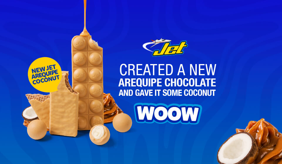 Let yourself be surprised by our Jet brand with its delicious and new flavor of Arequipe and Coco!