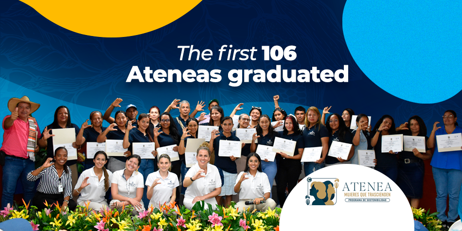 The first 106 Ateneas graduated. Women cocoa farmers graduated from the first module of the program.